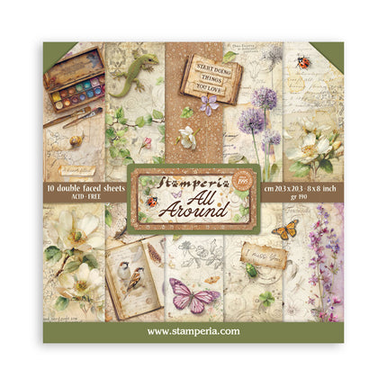 Scrapbooking Printed Pad for Art and Craft 10 sheets cm 20,3X20,3 (8"X8") - All Around