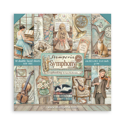 Scrapbooking Printed Pad for Art and Craft 10 sheets cm 20,3X20,3 (8"X8") - Symphony