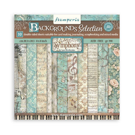 Scrapbooking Printed Pad for Art and Craft 10 sheets cm 20,3X20,3 (8"X8") Backgrounds Symphony
