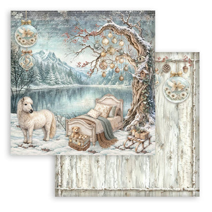 Scrapbooking Printed Pad for Art and Craft 10 sheets cm 20,3X20,3 (8"X8") - White Christmas