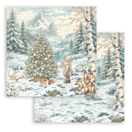 Scrapbooking Printed Pad for Art and Craft 10 sheets cm 20,3X20,3 (8"X8") - White Christmas