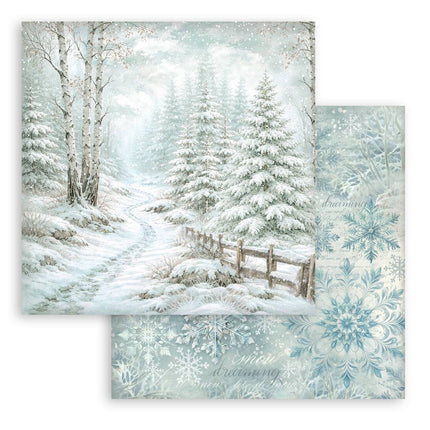 Scrapbooking Printed Pad for Art and Craft 10 sheets cm 20,3X20,3 (8"X8") Backgrounds - White Christmas