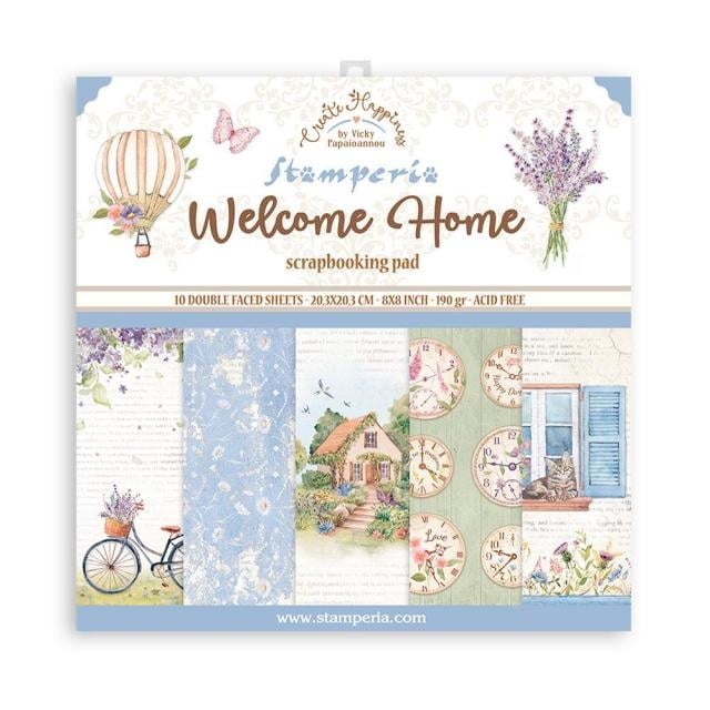 Papierblok 20,3x20,3 cm - 10 vellen - Create Happiness Welcome Home