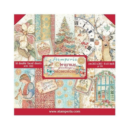 Papierblok 20,3x20,3 cm - 10 vellen - Christmas Greetings
