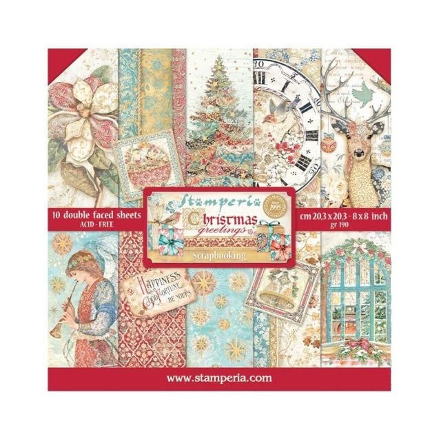 Papierblok 20,3x20,3 cm - 10 vellen - Christmas Greetings