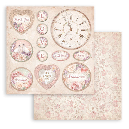 Papierblok 20,3x20,3 cm - 10 vellen - Romance Forever