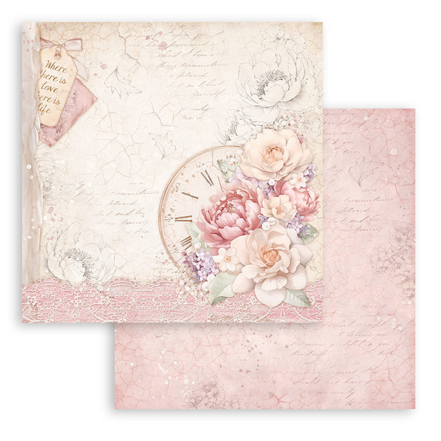 Papierblok 20,3x20,3 cm - 10 vellen - Romance Forever