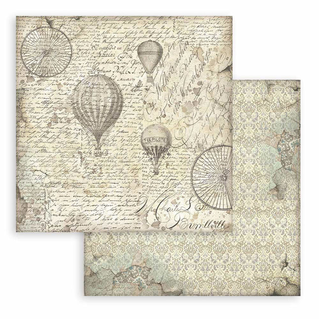 Papierblok 20,3x20,3 cm - 10 vellen -  Backgrounds Selection - Voyages Fantastiques