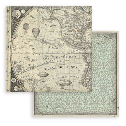Papierblok 20,3x20,3 cm - 10 vellen -  Backgrounds Selection - Voyages Fantastiques
