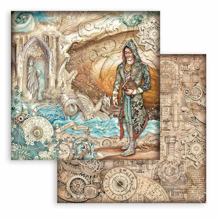Papierblok 20,3x20,3 cm - 10 vellen - Sir Vagabond in Fantasy World