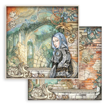 Papierblok 20,3x20,3 cm - 10 vellen - Sir Vagabond in Fantasy World