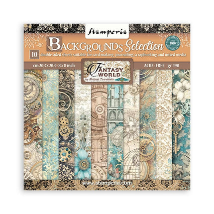 Papierblok 20,3x20,3 cm - 10 vellen -  Backgrounds Selection - Sir Vagabond in Fantasy World
