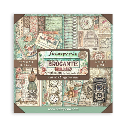 Papierblok 20,3x20,3 cm - 22 vellen - Single Face Brocante Antiques