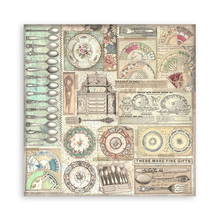 Papierblok 20,3x20,3 cm - 22 vellen - Single Face Brocante Antiques