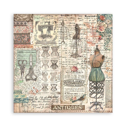 Papierblok 20,3x20,3 cm - 22 vellen - Single Face Brocante Antiques