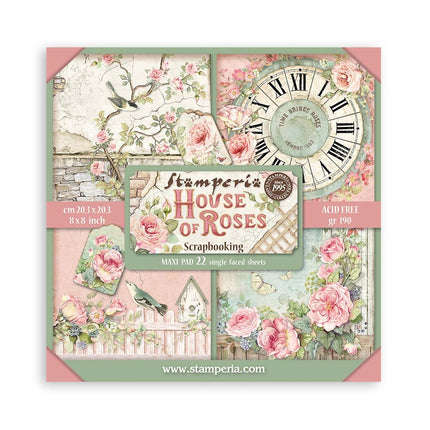 Papierblok 20,3x20,3 cm - 22 vellen - Single Face House of Roses