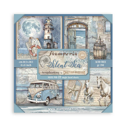Papierblok 20,3x20,3 cm - 22 vellen - Single Face Silent Sea