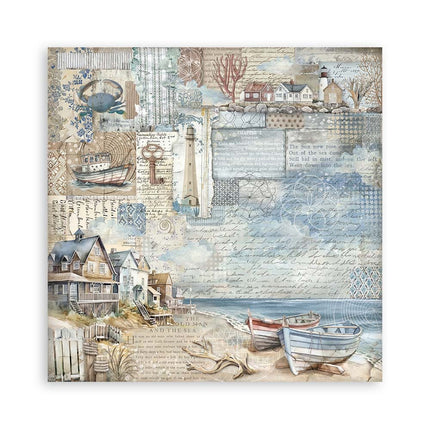 Papierblok 20,3x20,3 cm - 22 vellen - Single Face Silent Sea