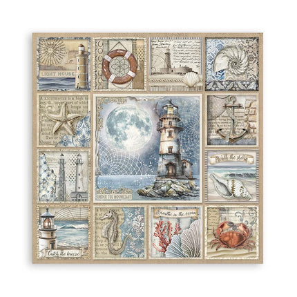 Papierblok 20,3x20,3 cm - 22 vellen - Single Face Silent Sea