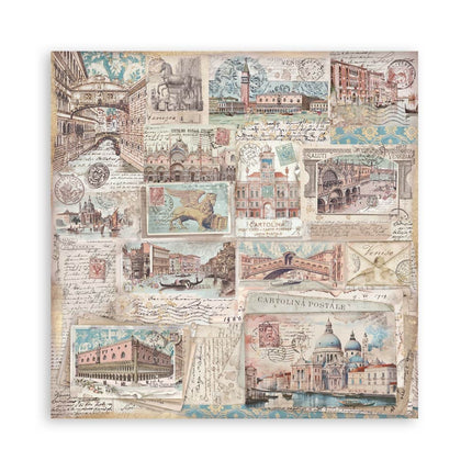 Papierblok 20,3x20,3 cm - 22 vellen - Single Face Venice City of Art