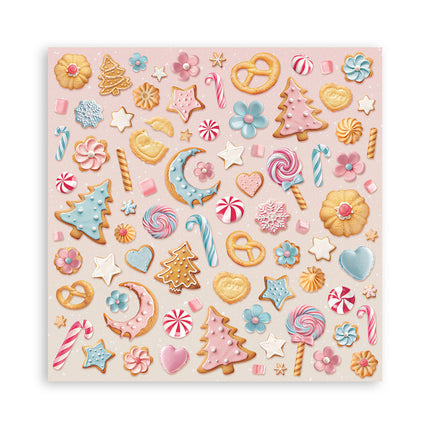 Papierblok 20,3x20,3 cm - 22 vellen - Single Face Candy Christmas