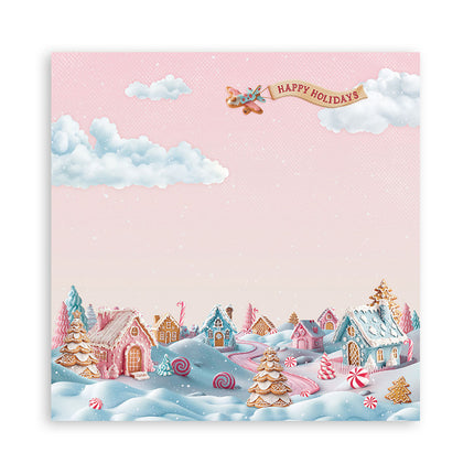 Papierblok 20,3x20,3 cm - 22 vellen - Single Face Candy Christmas