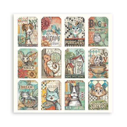 Papierblok 20,3x20,3 cm - 22 vellen - Single Face Furry Friends