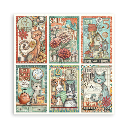 Papierblok 20,3x20,3 cm - 22 vellen - Single Face Furry Friends