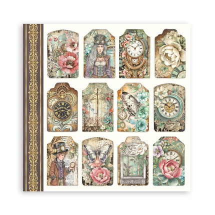 Scrapbooking Printed Pad for Art and Craft 22 sheets cm 20,3X20,3 (8"X8") Single Face Gardens of Time