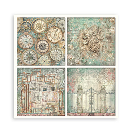 Scrapbooking Printed Pad for Art and Craft 22 sheets cm 20,3X20,3 (8"X8") Single Face Gardens of Time
