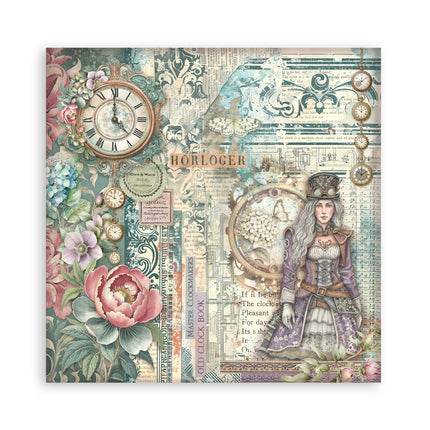 Scrapbooking Printed Pad for Art and Craft 22 sheets cm 20,3X20,3 (8"X8") Single Face Gardens of Time