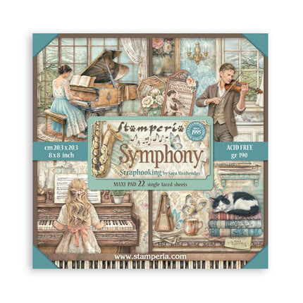 Scrapbooking Printed Pad for Art and Craft 22 sheets cm 20,3X20,3 (8"X8") Single Face Symphony