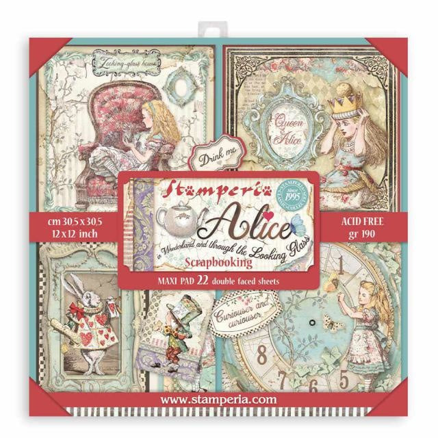 Papierblok 30,5 × 30,5 cm - 22 vellen - Double face Alice in Wonderland and through the