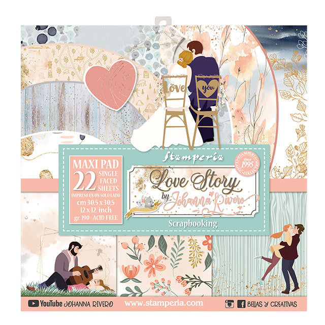 Papierblok 30,5x30,5 cm - 22 vellen - Single Face Love Story