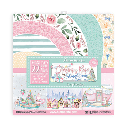 Papierblok 30,5x30,5 cm - 22 vellen - Enkelzijdig - Christmas rose