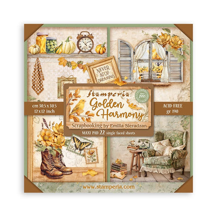 Papierblok 30,5x30,5 cm - 22 vellen - Enkelzijdig - Golden Harmony