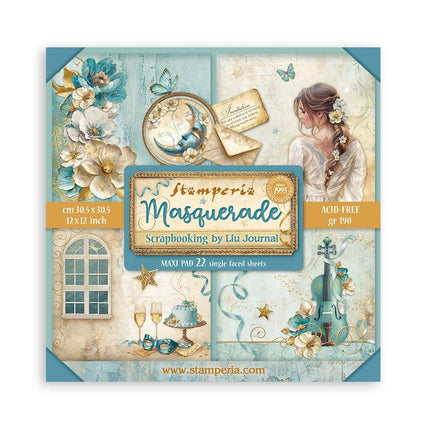 Papierblok 30,5x30,5 cm - 22 vellen - Enkelzijdig - Masquerade