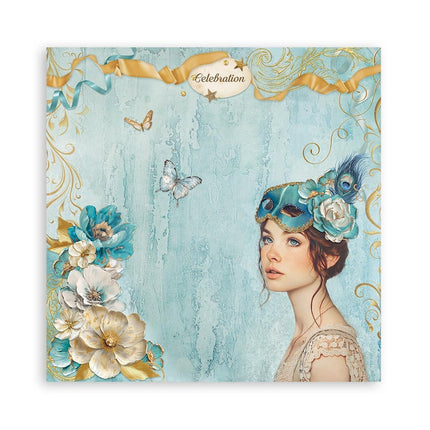 Papierblok 30,5x30,5 cm - 22 vellen - Enkelzijdig - Masquerade