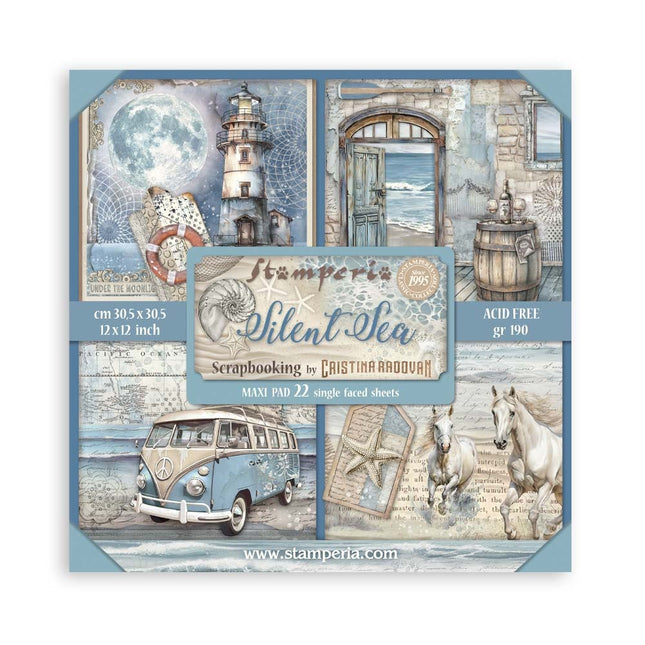 Papierblok 30,5x30,5 cm - 22 vellen - Enkelzijdig - Silent Sea