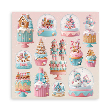 Papierblok 30,5x30,5 cm - 22 vellen - Enkelzijdig - Candy Christmas