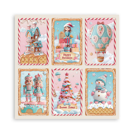 Papierblok 30,5x30,5 cm - 22 vellen - Enkelzijdig - Candy Christmas