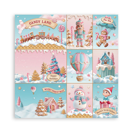 Papierblok 30,5x30,5 cm - 22 vellen - Enkelzijdig - Candy Christmas