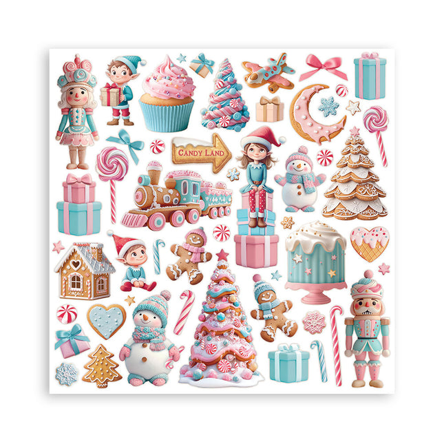 Papierblok 30,5x30,5 cm - 22 vellen - Enkelzijdig - Candy Christmas