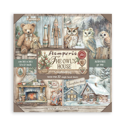 Papierblok 30,5x30,5 cm - 22 vellen - Enkelzijdig - The Owl's House