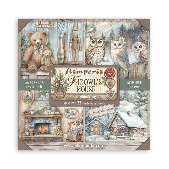 Papierblok 30,5x30,5 cm - 22 vellen - Enkelzijdig - The Owl's House