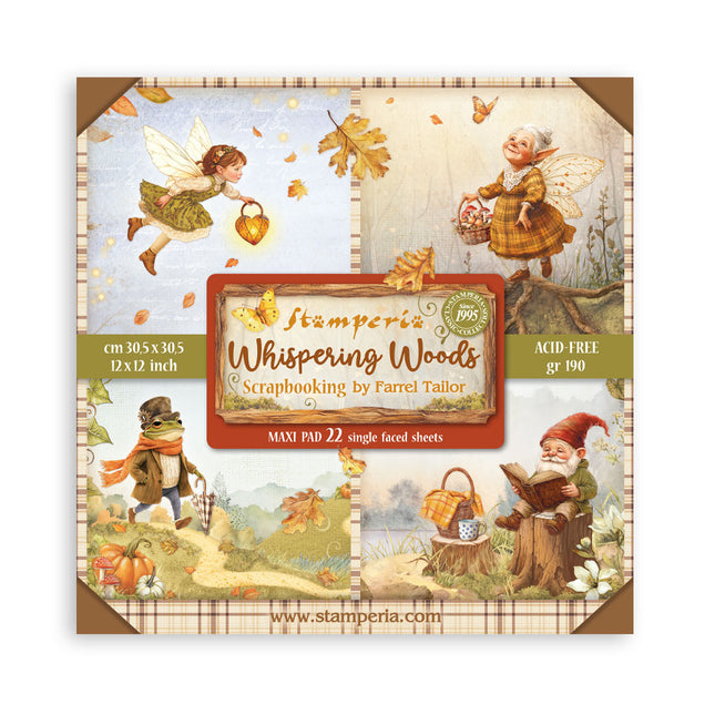 Papierblok 30,5x30,5 cm - 22 vellen - Enkelzijdig - Whispering woods