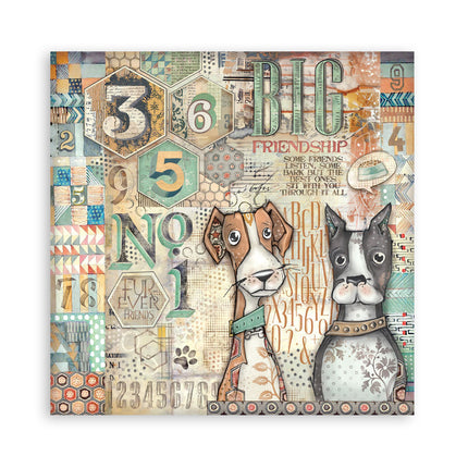Papierblok 30,5x30,5 cm - 22 vellen - Enkelzijdig - Furry Friends
