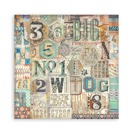 Papierblok 30,5x30,5 cm - 22 vellen - Enkelzijdig - Furry Friends