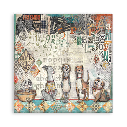 Papierblok 30,5x30,5 cm - 22 vellen - Enkelzijdig - Furry Friends