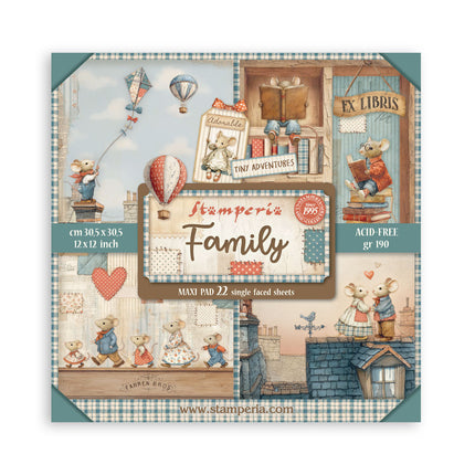 Scrapbooking Pad 22 sheets cm 30,5x30,5 (12"x12") Single face - Family